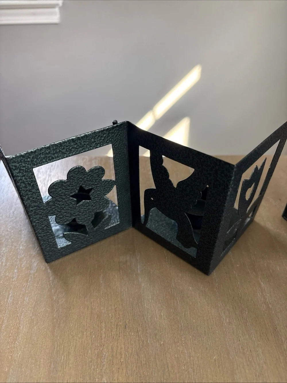 Vintage Youngstown Green Decorative Votive Holders Birds Flowers Nature set of 2